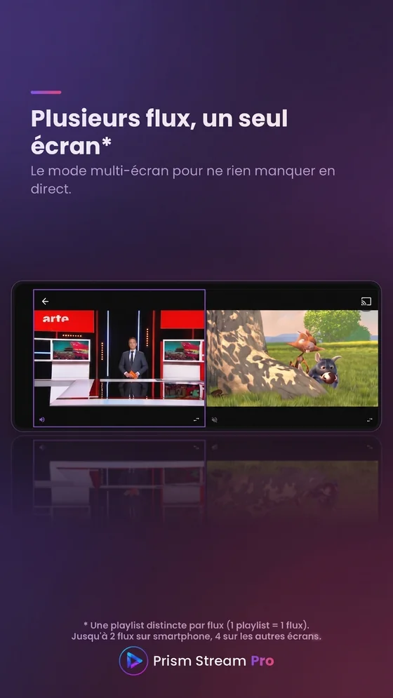 Mode multi-écran : deux flux en direct côte à côte